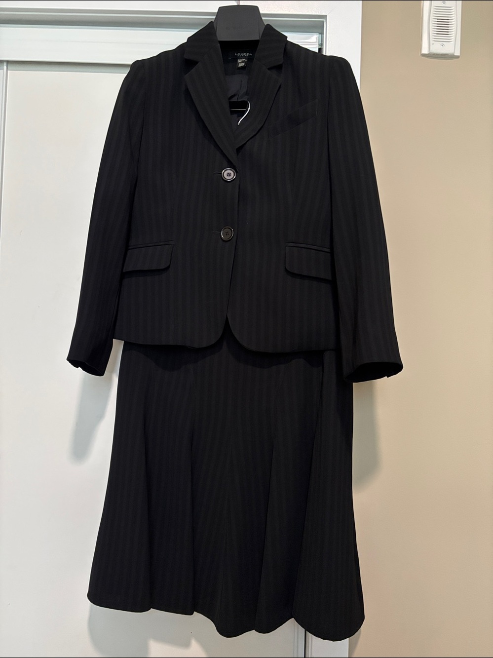 Women's Black shadow stripe Blazer (8)and skirt (10) by Louben - Tailored